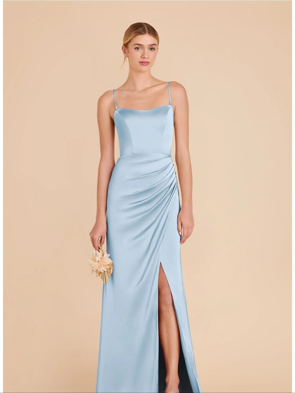 Birdy Grey Sky Blue Satin Cowl Maxi Dress - Picture 2 of 12